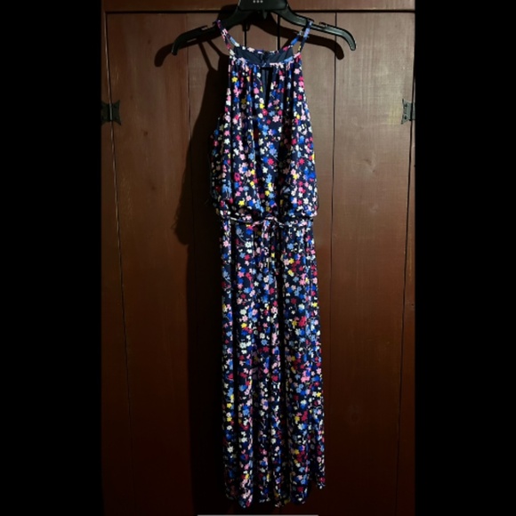 Maggy London Lottie Floral Knit Cropped Jumpsuit Navy Sky Size 2 - NWT - Picture 6 of 16